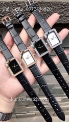 Đồng Hồ Nữ Chanel CNND023 - Dây Da - Mặt Đen Vỏ Bạc - 26 x 32mm