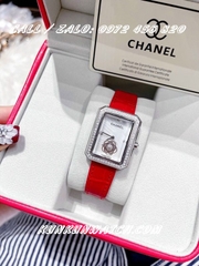Đồng Hồ Nữ Chanel Premiere Hoa Trà - Dây Da Đỏ - 28.5 x 37mm