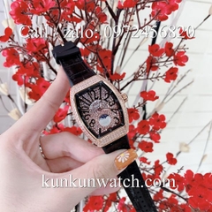 Đồng Hồ Nữ Franck Muller Vanguard V32 - Dây Da Đen - Lịch Ngày Đêm - 32 x 42mm