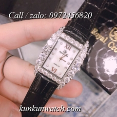 Đồng Hồ Nữ Royal Crown 6111 -  Dây Da Đen - 30mm x 34mm