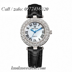 Đồng Hồ Nữ Royal Crown 6305 -  Dây Da Đen - 30mm