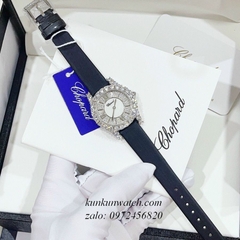 Đồng Hồ Nữ Chopard L'Heure Du Diamant Đính Viền Đá Chấu Nền Mặt Tia Da Đen Silver 32mm