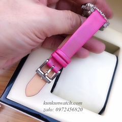 Đồng Hồ Nữ Chopard L'Heure Du Diamant Đính Viền Đá Chấu Nền Mặt Tia Da Hồng Silver 32mm