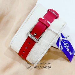 Đồng Hồ Nữ Chopard L'Heure Du Diamant Đính Viền Đá Chấu Nền Mặt Tia Da Đỏ Silver 32mm