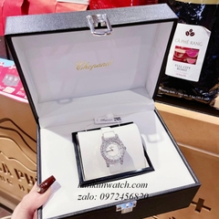 Đồng Hồ Nữ Chopard L'Heure Du Diamant Đính Viền Đá Chấu Nền Mặt Tia Da Trắng Silver 32mm