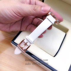 Đồng Hồ Nữ Chopard L'Heure Du Diamant Đính Viền Đá Chấu Nền Mặt Tia Da Trắng Rose Gold 32mm