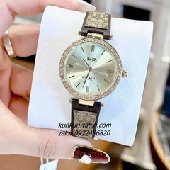Đồng Hồ Nữ Coach Park Jacquard Signature 14504092 Gold Dây Da Đính Đá 34mm 1