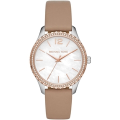 Đồng Hồ Nữ Michael Kors Layton MK2910 Nền Mặt Xà Cừ Đính Đá Dây Da Nude 38mm 1