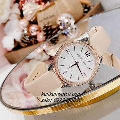 Đồng Hồ Nữ Michael Kors Layton MK2910 Nền Mặt Xà Cừ Đính Đá Dây Da Nude 38mm