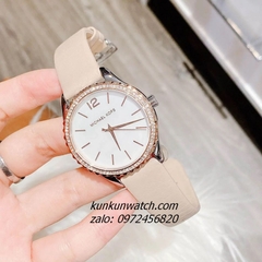 Đồng Hồ Nữ Michael Kors Layton MK2910 Nền Mặt Xà Cừ Đính Đá Dây Da Nude 38mm