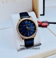 Đồng Hồ Nữ Michael Kors Layton MK2911 Nền Mặt Xà Cừ Đính Đá Dây Da Đen 38mm