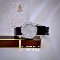 Đồng Hồ Nữ Piaget Limelight Gala Vỏ Silver Đính Full Đá, 2 Kim Dây Da Đen 32mm