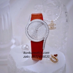 Đồng Hồ Nữ Piaget Limelight Gala Vỏ Silver Đính Full Đá, 2 Kim Dây Da Đỏ 32mm 1