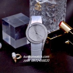 Đồng Hồ Nữ Piaget Limelight Gala Vỏ Silver Đính Full Đá, 2 Kim Dây Da Trắng 32mm 1