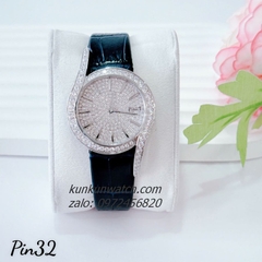 Đồng Hồ Nữ Piaget Limelight Gala Vỏ Silver Đính Full Đá, Điểm Vạch 12 Giờ, 2 Kim Dây Da Xanh Dương 32mm 1