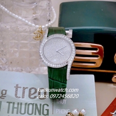 Đồng Hồ Nữ Piaget Limelight Gala Vỏ Silver Đính Full Đá, 2 Kim Dây Da Xanh Lá 32mm 1