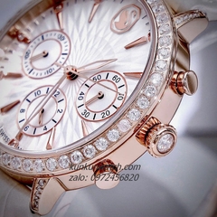 Đồng Hồ Nữ Swarovski Matrix Tennis Chrono Đính Đá Dây Da Be Rose Gold 36mm