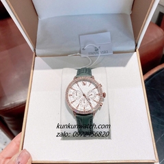 Đồng Hồ Nữ Swarovski Matrix Tennis Chrono Đính Đá Dây Da Xám Rose Gold 36mm