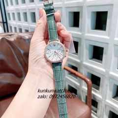 Đồng Hồ Nữ Swarovski Matrix Tennis Chrono Đính Đá Dây Da Xám Rose Gold 36mm