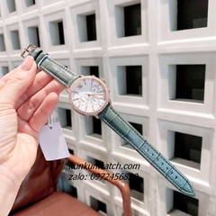 Đồng Hồ Nữ Swarovski Matrix Tennis Chrono Đính Đá Dây Da Xám Rose Gold 36mm