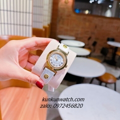 Đồng Hồ Nữ Versace Vanity Gold Đính Đá Dây Da Trắng 35mm