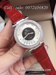 Đồng Hồ Nữ Royal Crown 4611P -  Dây Da Đỏ- 36mm