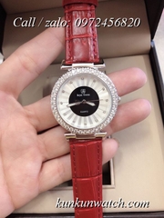 Đồng Hồ Nữ Royal Crown 4611P -  Dây Da Đỏ- 36mm