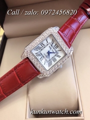 Đồng Hồ Nữ Royal Crown 6104 -  Dây Da Đỏ - 34mm