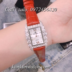 Đồng Hồ Nữ Royal Crown 6111 -  Dây Da Đỏ Tươi - 30mm x 34mm