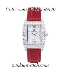 Đồng Hồ Nữ Royal Crown 6111 -  Dây Da Đỏ Sậm - 30mm x 34mm