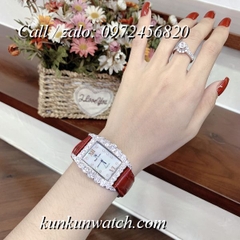 Đồng Hồ Nữ Royal Crown 6111 -  Dây Da Đỏ Sậm - 30mm x 34mm