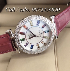 Đồng Hồ Nữ Royal Crown 4606 -  Dây Da Đỏ Tía - 36mm