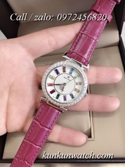 Đồng Hồ Nữ Royal Crown 4606 -  Dây Da Đỏ Tía - 36mm