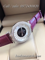 Đồng Hồ Nữ Royal Crown 4611P -  Dây Da Đỏ Tía- 36mm