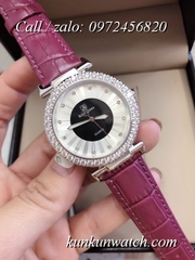 Đồng Hồ Nữ Royal Crown 4611P -  Dây Da Đỏ Tía- 36mm