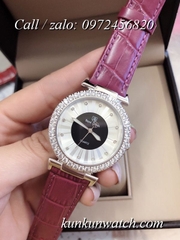 Đồng Hồ Nữ Royal Crown 4611P -  Dây Da Đỏ Tía- 36mm