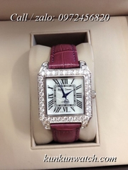 Đồng Hồ Nữ Royal Crown 6104 -  Dây Da Đỏ Tía - 34mm