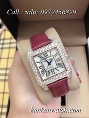 Đồng Hồ Nữ Royal Crown 6104 -  Dây Da Đỏ Tía - 34mm