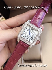 Đồng Hồ Nữ Royal Crown 6104 -  Dây Da Đỏ Tía - 34mm