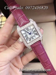 Đồng Hồ Nữ Royal Crown 6104 -  Dây Da Đỏ Tía - 34mm