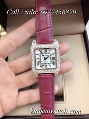 Đồng Hồ Nữ Royal Crown 6104 -  Dây Da Đỏ Tía - 34mm