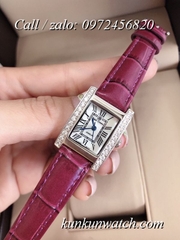 Đồng Hồ Nữ Royal Crown 6306 -  Dây Da Đỏ Tía - 28mm