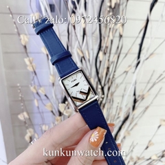 Đồng Hồ Nữ Fendi FDND015 - Dây Da Xanh Dương Vỏ Bạc - 24 x 32mm