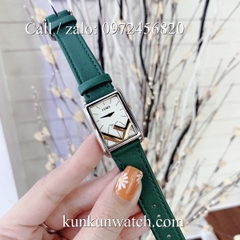 Đồng Hồ Nữ Fendi FDND017 - Dây Da Xanh Lá Vỏ Bạc - 24 x 32mm