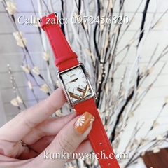 Đồng Hồ Nữ Fendi FDND019 - Dây Da Đỏ Vỏ Bạc - 24 x 32mm