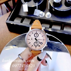 Đồng Hồ Nữ Fossil ES4046 Chronograph 3 Mặt Số Phụ Dây Da 38mm