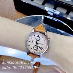 Đồng Hồ Nữ Fossil ES4046 Chronograph 3 Mặt Số Phụ Dây Da 38mm