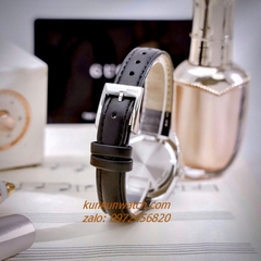 Đồng Hồ Nữ Gucci Diamond Silver Dây Da Đen 29mm