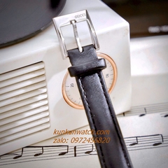 Đồng Hồ Nữ Gucci Diamond Silver Dây Da Đen 29mm