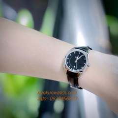 Đồng Hồ Nữ Gucci Diamond Silver Dây Da Đen 29mm